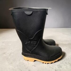 Black Rain Boots Kids Size 8 Waterproof Slip Resistant Weather Stars by Tingley